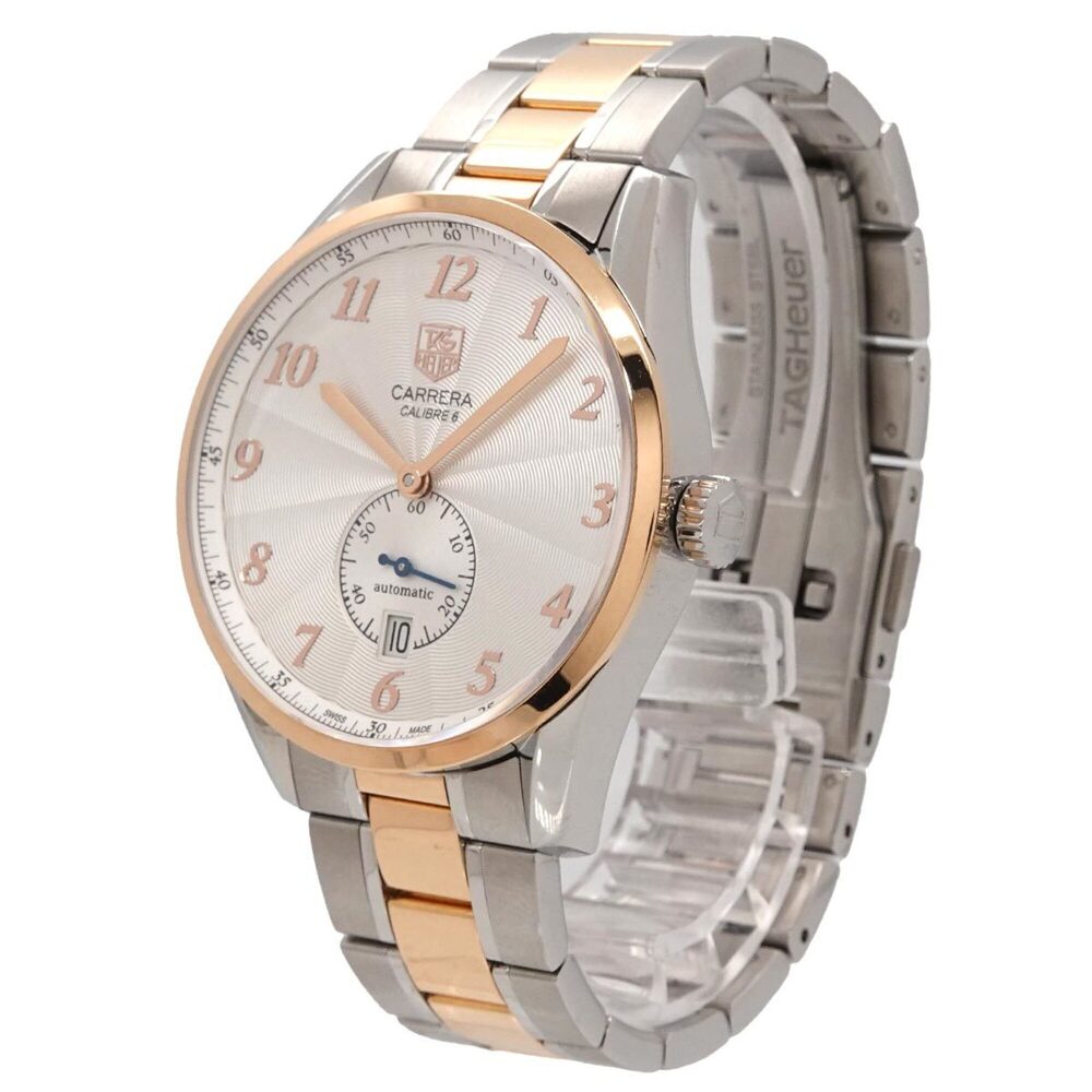 TAG Heuer Carrera WAS2151 Men's Watch, Date, Silver, 18K Pink Gold, Automatic...